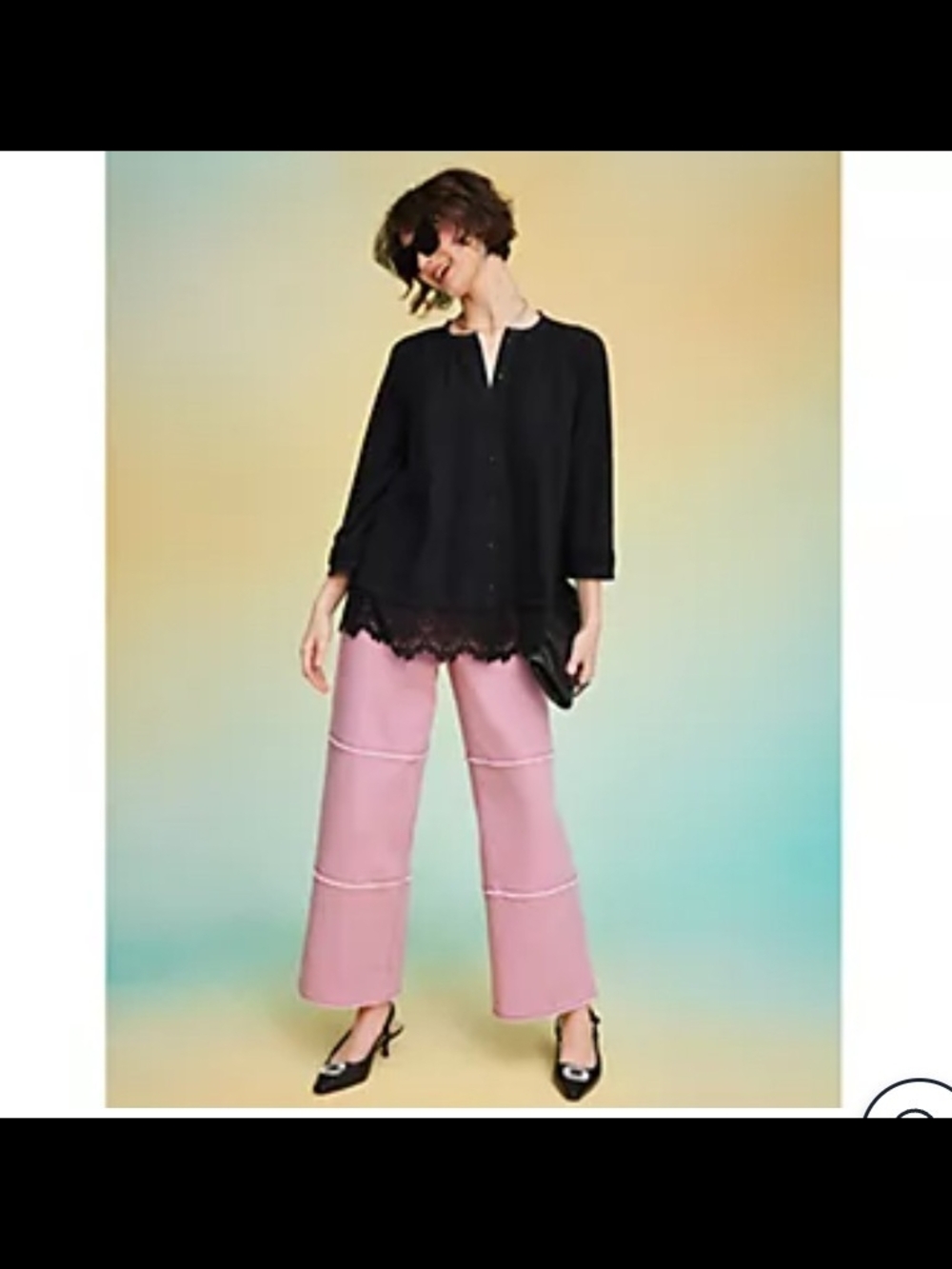 LOGO by Lori Goldstein Reg Wide Leg Jean with Frayed Edge Detail
